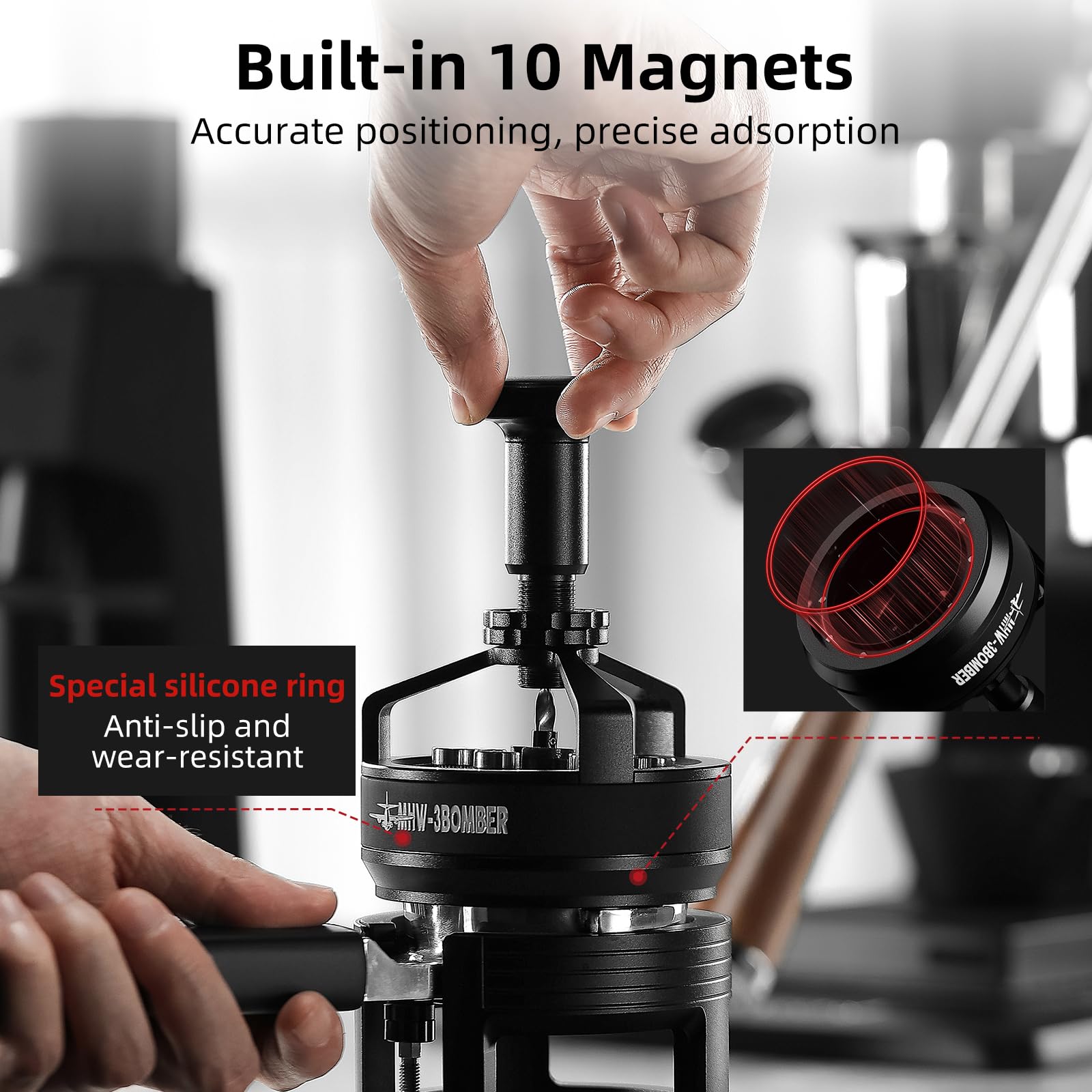 MHW-3BOMBER WDT Tool Espresso 54mm for Breville, Espresso Distribution Tool with Magnetic Base for Barista, Adjustable Depth Needle Distributor Tool, Coffee Stirrer Tools, YU Series Cyclone, T5959